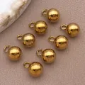 Hochglanzpolierte goldene Edelstahlperlen-Anhänger für die DIY-Schmuckherstellung Zubehör - Echtgold Einlage Massiv Rundperle (T2028) / 1 Stück (9x6x6mm Loch 1.8mm) / Gold
