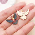 Exquis pendentif colibri en émail coloré et breloque oiseau dorée pour la création de bijoux - Marron (27622)