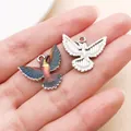 Exquisite colorful floral print hummingbird charm pendant for DIY jewelry bracelets and necklaces - Wings Spread Hummingbird Charm (27647)
