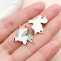 Detailed view of rainbow unicorn enamel pendant charms for DIY jewelry making accessories. - Unicorn (11451)