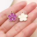 Small purple flower enamel pendant charm for DIY earring and bracelet jewelry making - Flower (11881) / 1 Piece (14x17mm) / Purple