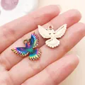 Pendentifs colibri colorés en émail et or pour la fabrication de bijoux DIY - Coloré (27623)