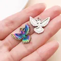 Colorful and silver hummingbird bird charms for DIY bracelet and necklace jewelry making - Wings Spread Hummingbird Charm (27648)