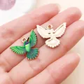Délicates breloques colibri en émail vert pour la création de bijoux en alliage d'or - Vert (27624)