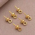 Vergoldete Kupfer-Perlenstifte für DIY-Schmuckanhänger, Set für Handarbeiten - Halbgebohrter Perlenhalter (T571) / 1 Stück/Packung (3x6mm) / Gold