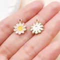Kleine witte madeliefje emaille bloem bedeltjes voor DIY sieraden maken, roségoud afwerking - Druppelolie Ronde Klein Madeliefje (11070) / 1 Stuks/Verpakking (11.4x14.6mm) / Wit