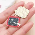 DIY alloy chalkboard pendant charm with Let's Study text for school season necklaces - Black Let's study Blackboard (27447) / 1 Piece (23x26mm)