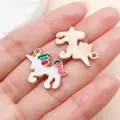 Rainbow unicorn enamel alloy charm for DIY jewelry, front and back view details - Colorful Unicorn (14750)