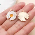 Witte emaille madeliefje bedeltjes met gouden afwerking voor handgemaakte DIY sieraden - Druppelolie Open Enkelzijdige Zonnebloem (12062)