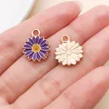 Élégant pendentif marguerite en émail violet pour la création de bijoux DIY doré - Marguerite (14786)