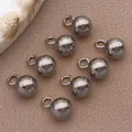 Massive Edelstahl-Kugelanhänger mit Öse in poliertem Silber für DIY-Schmuckherstellung. - Stahlfarbe Massiv Rundperle (T2038)