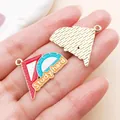 Alloy enamel ruler charm with 'Study hard' text for graduation DIY jewelry - Red Study hard Triangle Ruler (27449)