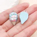 Macro view of soft ice blue ice cream cone resin charms for DIY jewelry making - Multi-Layer Ice Cream Cone (24462)
