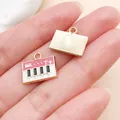 Pendentif piano en émail rose avec finition dorée pour bijoux DIY - Piano en Émail (19465) / 1 pièce (13x15mm) / Rose rouge
