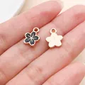 Elegante zwarte sakura bloem emaille bedel hanger met roségoud plating voor DIY sieraden - Kleine Kersenbloesem (11910) / 1 Stuk (9x12mm) / Zwart