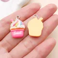 Colgantes de postre arcoíris de resina rosa para joyas DIY y accesorios de llaveros - Malteada Sweet (24531)
