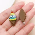 Miniature brown chocolate ice cream resin pendant charms for DIY jewelry accessories - Strawberry Ice Cream (24487)