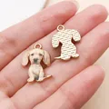 Dachshund puppy printed alloy pendant charms for DIY jewelry crafts shown on palm - Enamel Printed Sitting Dachshund (27765) / 1 Piece (21x15mm) / Beige