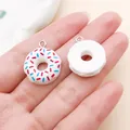 Handheld white resin donut charms with colorful sprinkles for DIY jewelry making - Round Donut (17182) / 1 Piece/Pack (18x21mm)