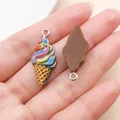 Miniature ice cream cone resin pendants for DIY jewelry making and keychain accessories. - Rainbow Ice Cream (24520)