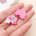 Lindo colgante de resina de arcoíris rosa con nube sonriente para joyería DIY - Arcoíris Estrella Nube (24563)