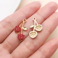 Exquisite red rhinestone heart cherry charms for DIY jewelry making accessories - KC Gold Red Rhinestone Cherry (Style 4)