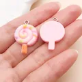 Roze hars lolly bedeltjes voor DIY sieraden maken en accessoires - Lolly (24571) / 1 Stuk/Verpakking (26x17x5mm) / Roze