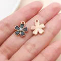 Exquisite black flower enamel charms with pearl center for DIY jewelry and earrings - Cherry Blossom with Pearl (12082)