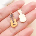 Pendentif guitare en émail détaillé pour la création de bijoux DIY, finition dorée - Style de Guitare d'Instrument de Musique (19470) / 1 Pièce/Paquet (23x10mm) / Jaune