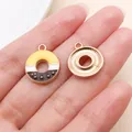 Detail of donut-shaped alloy charms for DIY jewelry making with colorful enamel finish - Yellow Brown Donut (24691)