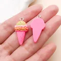 Colgante de resina de cono de helado rosa para joyas y llaveros de bricolaje creativo. - Cono de Helado Magenta (24565)