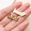 Dachshund dog charms for DIY jewelry making in brown spotted and gold finish - Enamel Printed Walking Spotted Dachshund (27767) / 1 Piece/Pack (10x25.5mm) / Brown
