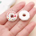 Detailed white donut resin charms with chocolate print for DIY jewelry and crafts. - Chocolate Donut (23857) / 1 Piece (23x19x7mm)
