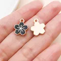 Black cherry blossom enamel flower charm for DIY earring and bracelet jewelry making - Small Cherry Blossom (12088)