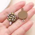 Brown resin lollipop charm accessory for DIY bracelet and keychain jewelry making - Spiral Lollipop (24576)