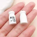 Cute white resin milk bottle pendant charms for DIY bracelet and keychain accessories - Milk Bottle (23951) / 1 Piece (23x10x10mm)
