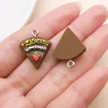 Chocolate cake slice resin charms for DIY jewelry making, bracelets and keychains - Triangle Strawberry Cake (24584)