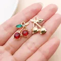 Cherry rhinestone pendant with gold base for DIY jewelry making, 85 chars. - KC Gold Red Rhinestone Cherry (Style 5)