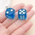 Hand-held ice blue translucent resin dice charms with white dots for DIY jewelry making - Square Dice (17231) / 1 Piece (14x14mm) / Lake Blue