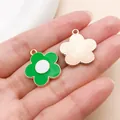 Pendentif fleur en émail vert pour la fabrication de bijoux faits main DIY accessoires - Frangipanier (14753) / 1 Pièce (19x21mm)