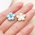 Handmade sky blue cherry blossom enamel flower pendant charm for DIY jewelry making - Cherry Blossom (10960) / 1 Piece (14x16mm) / Lake Blue