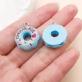 Kawaii light blue resin donut charm pendant for DIY bracelets and earrings accessories - Round Letter Chocolate Donut (23855) / 1 Piece (23x19x7mm) / Lake Blue