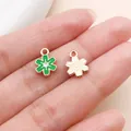 Petit pendentif fleur en émail vert pour la fabrication de bijoux DIY - Fleur (14769) / 1 Pièce (8x11mm)