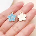 Dainty light blue enamel flower pendant charm for DIY earring and bracelet making - Blue Flower (11876) / 1 Piece (14x17mm) / Lake Blue