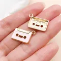 Pendentifs cassettes rétro rose et or pour création de bijoux DIY musicaux - Style de Cassette (27223) / 1 pièce (14x19mm) / Rose