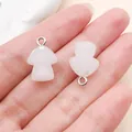 Cute white mushroom resin pendant charm with silver loop for DIY jewelry handmade - Mushroom (24152) / 1 Piece (17.5x12x12mm)
