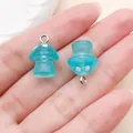Translucent ice blue resin mushroom charms with glitter for DIY jewelry crafts - Fine Glitter Mushroom (24158)
