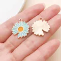 Light blue daisy enamel pendant charm for DIY jewelry making accessories - Open Sunflower (12064) / 1 Piece (18x20mm) / Lake Blue