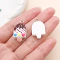 Cute white resin popsicle charm for DIY jewelry, front and back view with heart detail. - Heart Popsicle (24298) / 1 Piece (25x14x5.5mm)