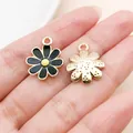 Exquisite black enamel daisy flower charm pendant for DIY handmade earrings and bracelets - Small Daisy Flower (18788)